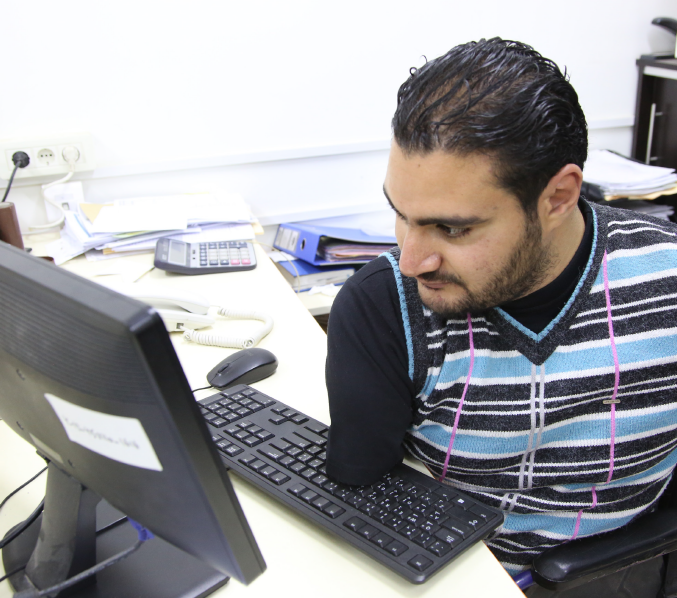  Employee have motor disability works on his office 