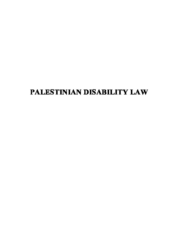 PALESTINIAN DISABILITY LAW