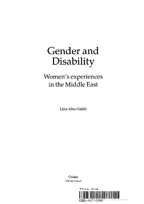 Gender and Disability - women's experiences in the middle east 