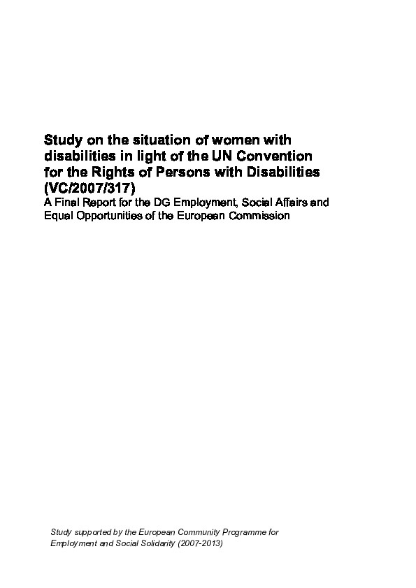 Situation of women with disabilities in light of the UN convention for rights of persons of disabilities 