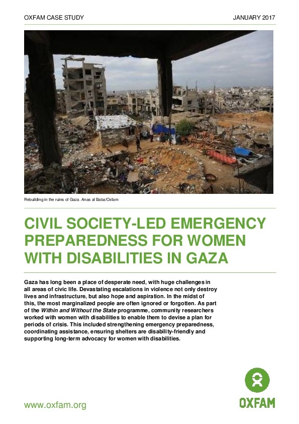 Civil Society – Led Emergency Preparedness for Women with Disabilities in Gaza 