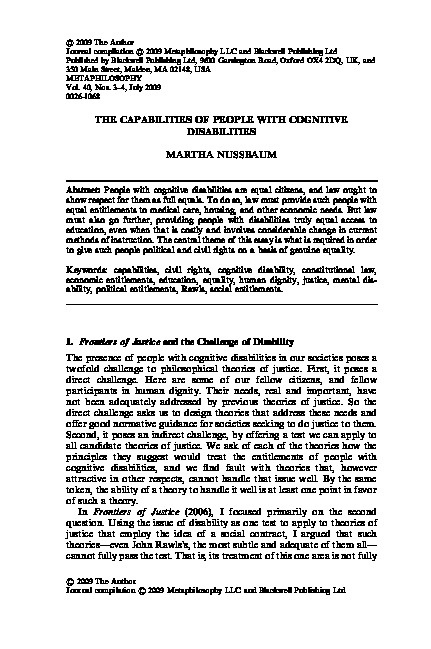 The capabilities of people with cognitive disabilities