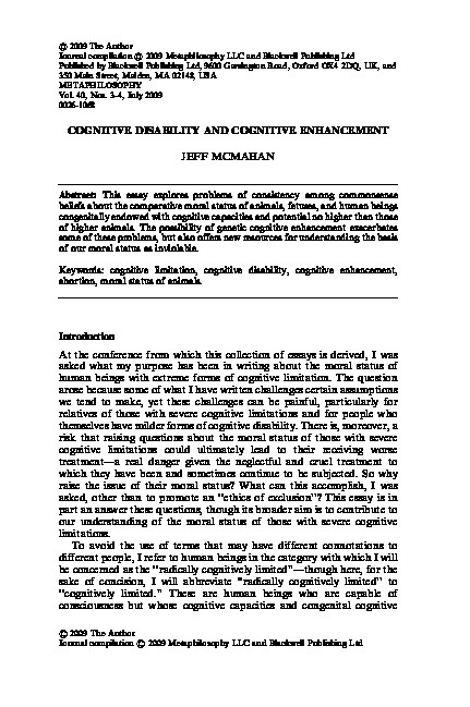 cognitive disability and cognitive enhancement 