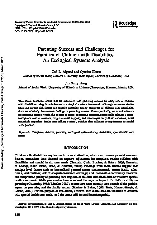 Parenting Success and Challenging for Families of Children with Disabilities: An Ecological System Analysis 