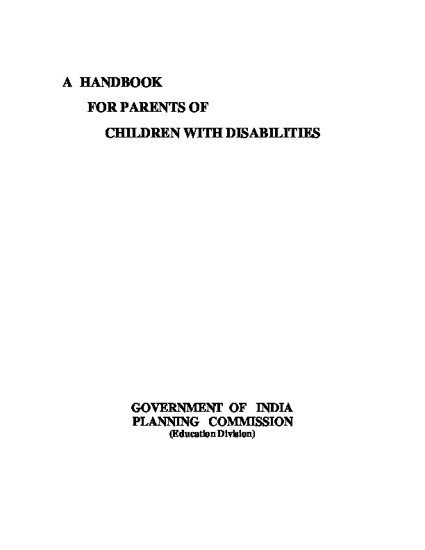 A Handbook For Parents of Children with Disabilities 