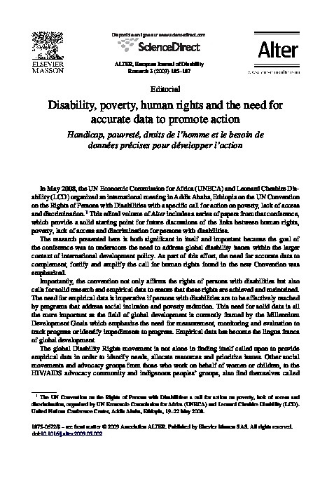 Disability, Poverty, Human Rights and the need for accurate data to promote action 