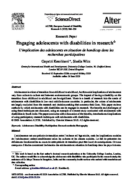 Engaging adolescents with disabilities in research