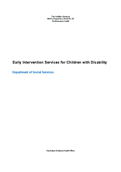 Early Intervention Services for Children with Disability 