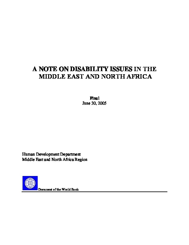 A Note on Disability Issues in Middle East and North Africa 
