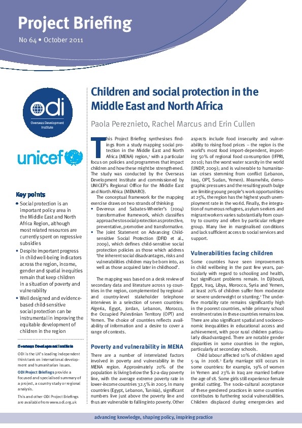 Children and Social Protection in the Middle East and North Africa 