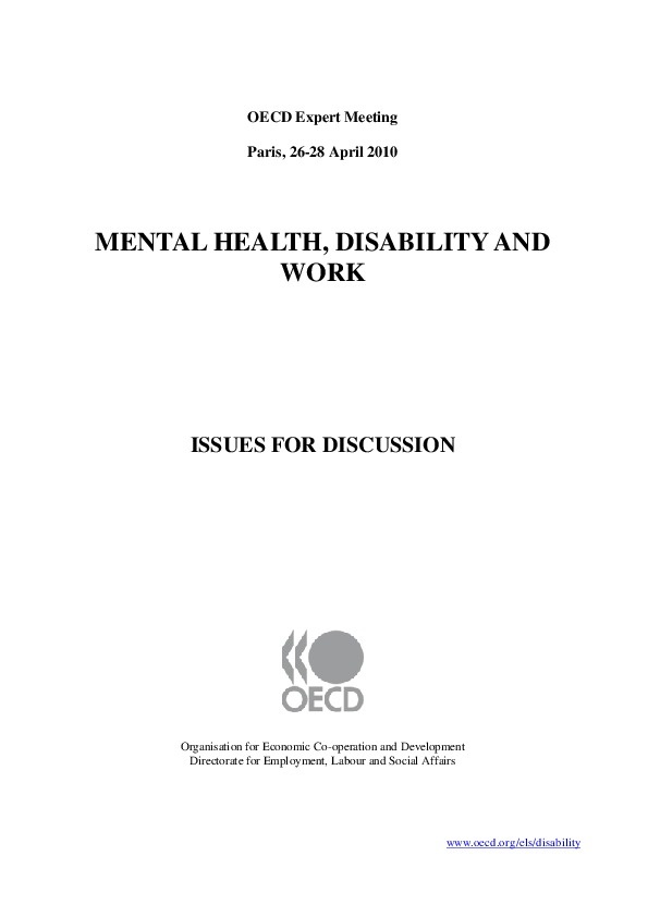 Mental Health, Disability and Work 