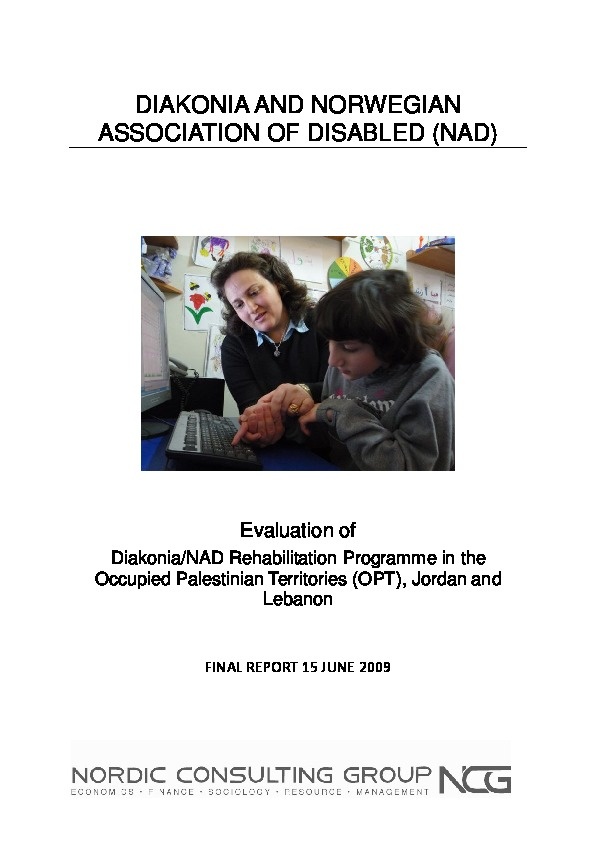 Evaluation of Rehabilitation Programme in the Occupied Palestinian Territories (OPT), Jordan and Lebanon 