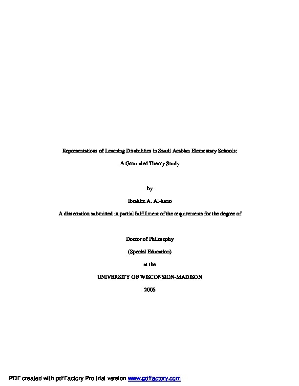Representation of Learning Disabilities in Saudi Arabian Elementary Schools  