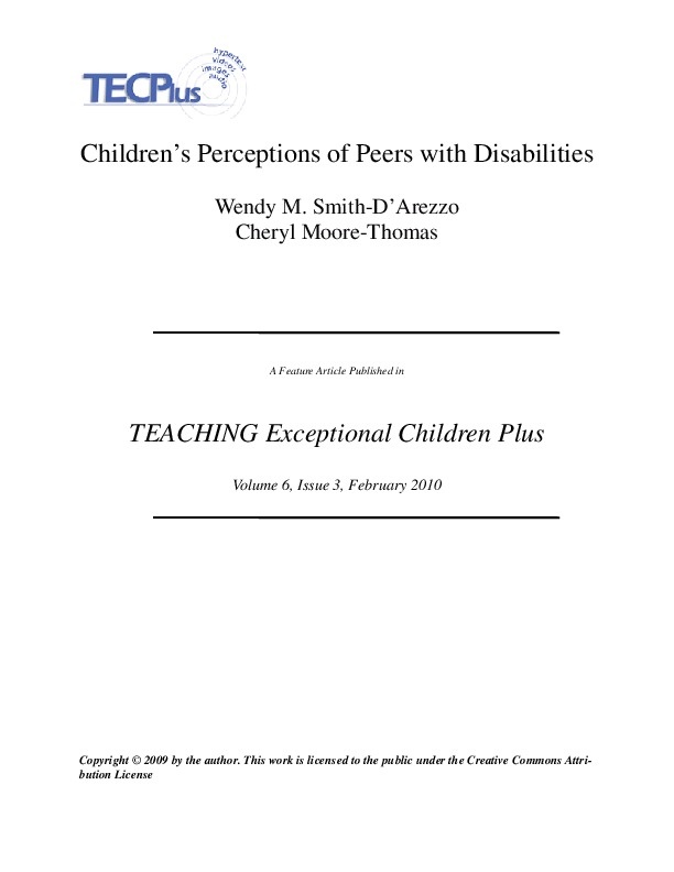Children’s Perceptions of Peers with Disabilities 