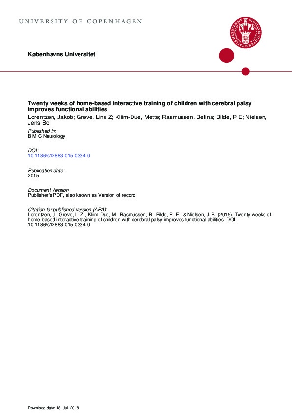 Twenty weeks of home -based interactive training of children with Cerebral Palsy improve functional abilities 