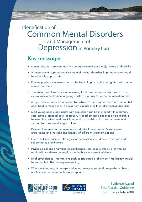 Common Mental Disorders and Management of Depression in primary care 