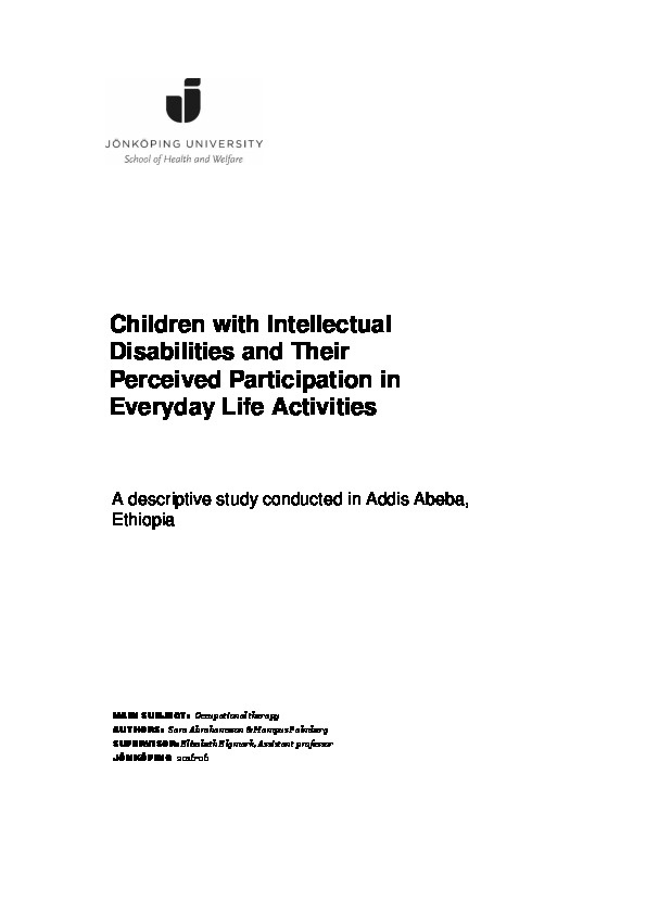 Children with Intellectual Disabilities and Their Perceived Participation in Everyday Life Activities