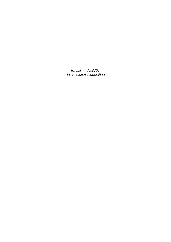 Inclusion, Disability - International Cooperation 