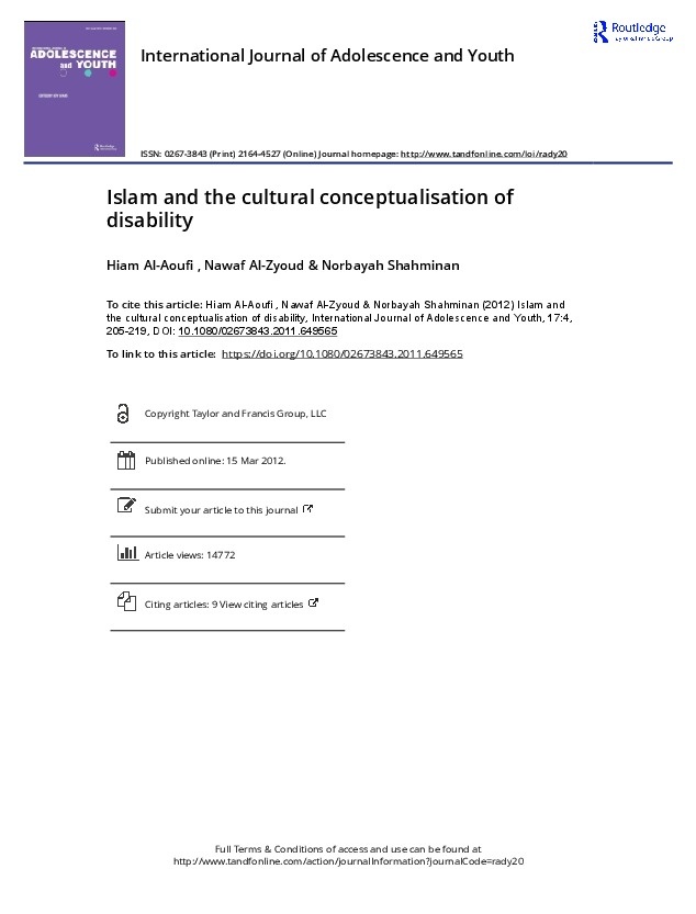 Islam and Conceptualisation of Disability 