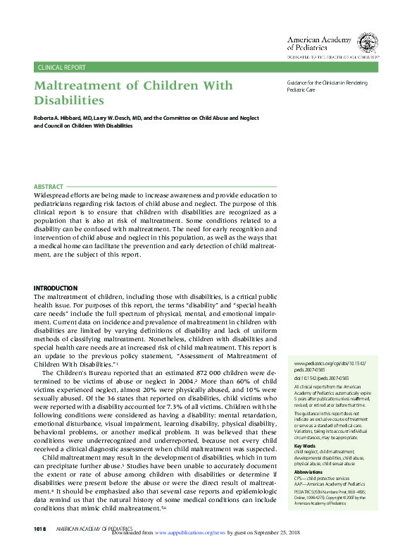Maltreatment of Children with Disabilities 