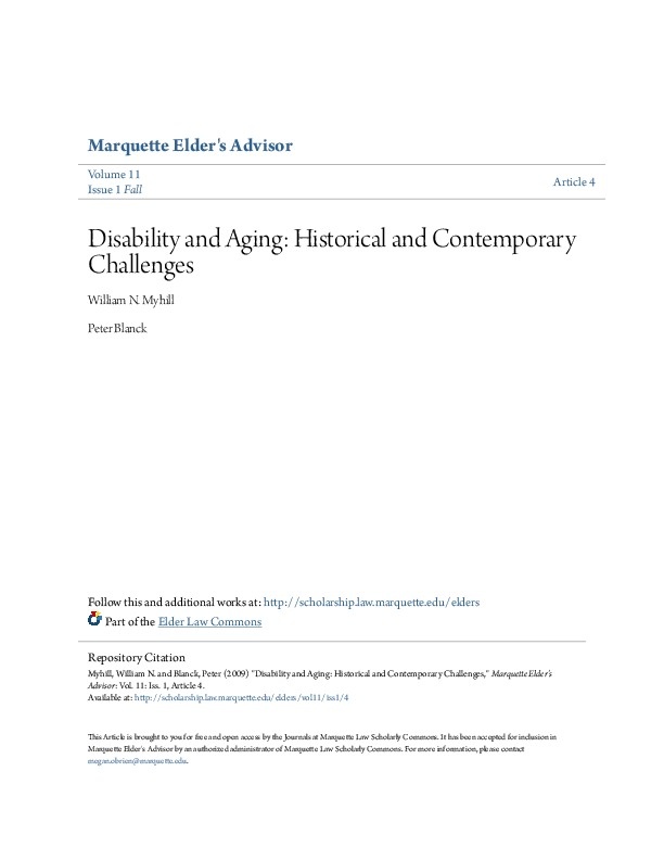 Disability and Aging: Historical and Contemporary Challenges