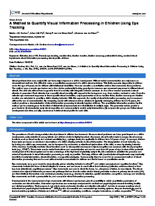 A Method to Quantify Visual Information Processing in Children Using Eye Tracking 