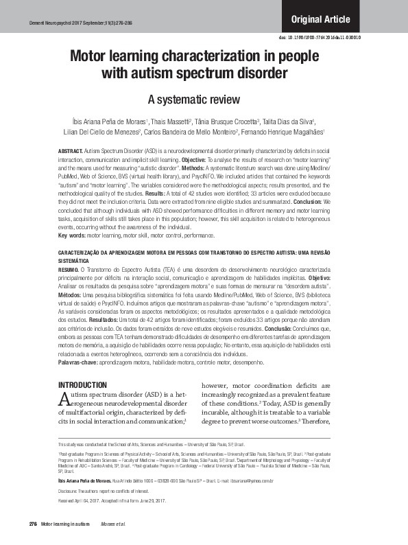 Motor Learning Characterization in People with Autism Spectrum Disorder