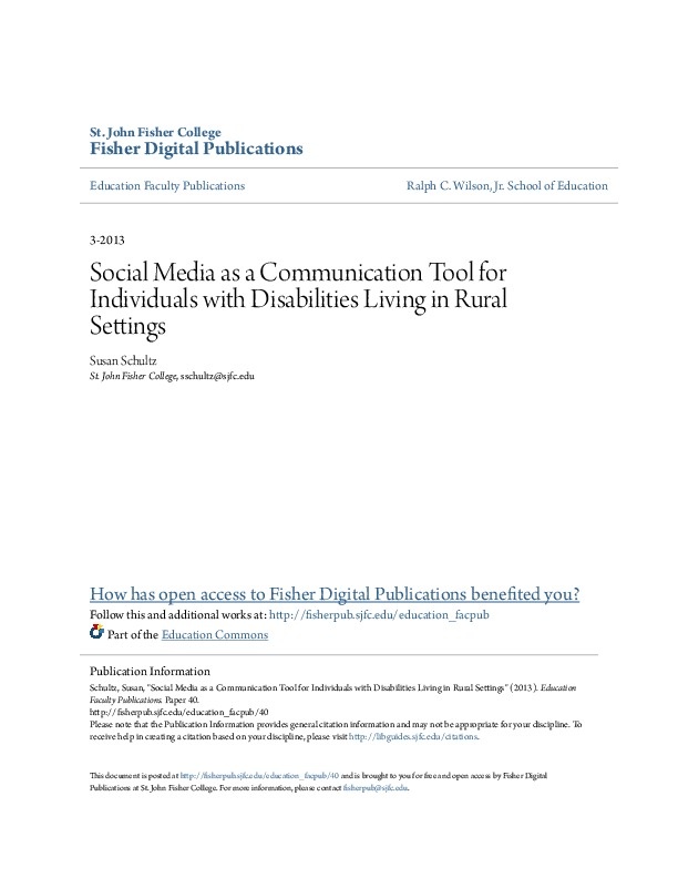 Social Media as a Communication Tool for Individuals Living in Rural Settings 