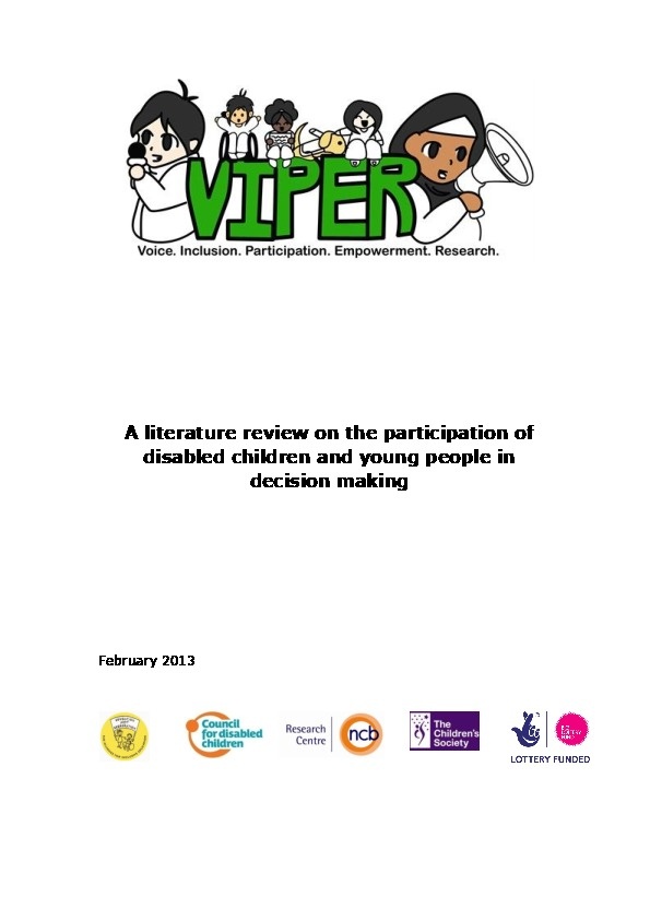 A Literature Review on the Participation of Disabled Children and Young People in Decision Making  