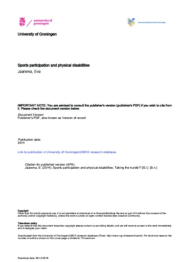  Barriers and Facilitators of Sport in Children with Physical Disabilities: A Mixed Method  Study 