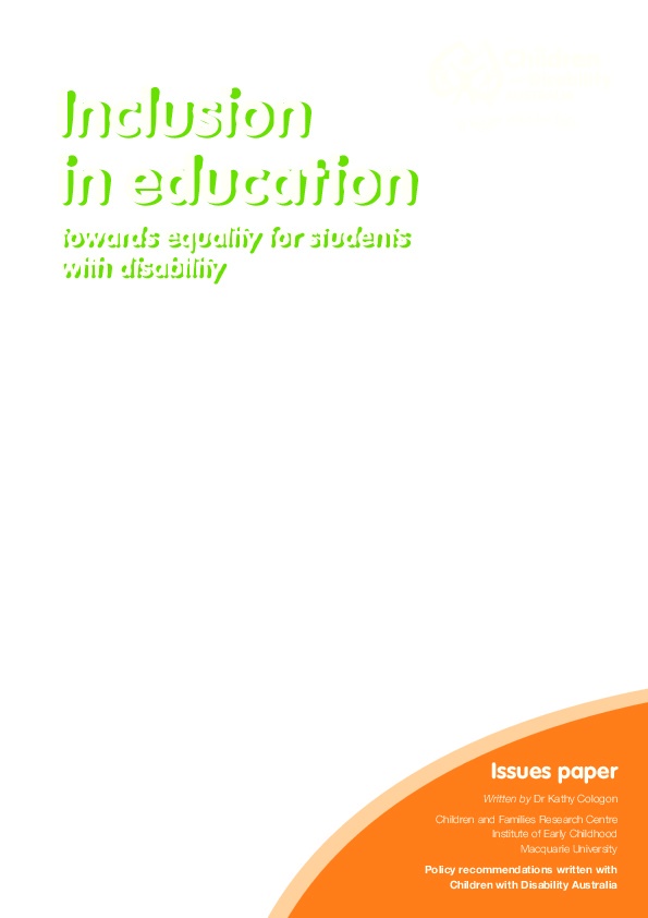 Inclusion in Education - Towards equality for Students with Disability 