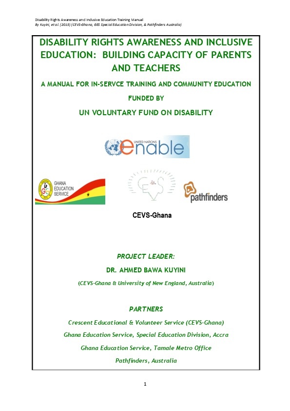 Disability Rights Awareness and Inclusive Education: Building Capacity of Parents and Teachers 
