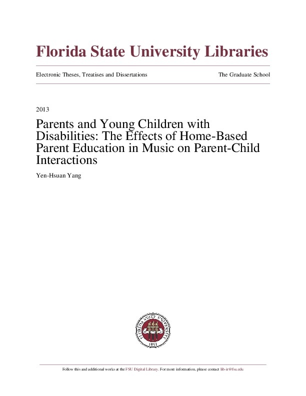 Parents and Young Children with Disabilities: The Effect of Home Based Parent Education in Music on parents Child Interaction 