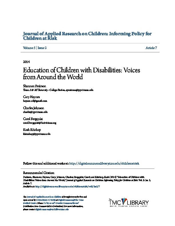 Education of Children with Disabilities: Voices from Around The World 