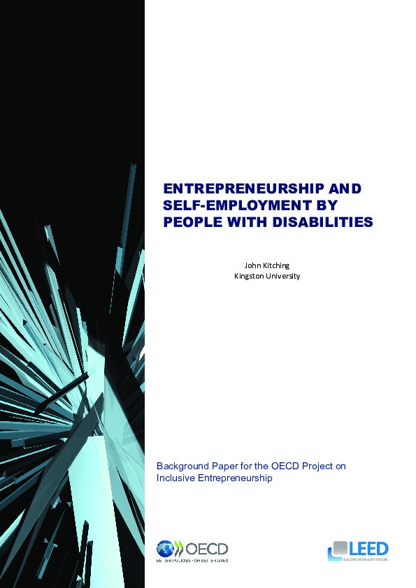 ENTREPRENEURSHIP AND SELF-EMPLOYMENT BY PEOPLE WITH DISABILITIES